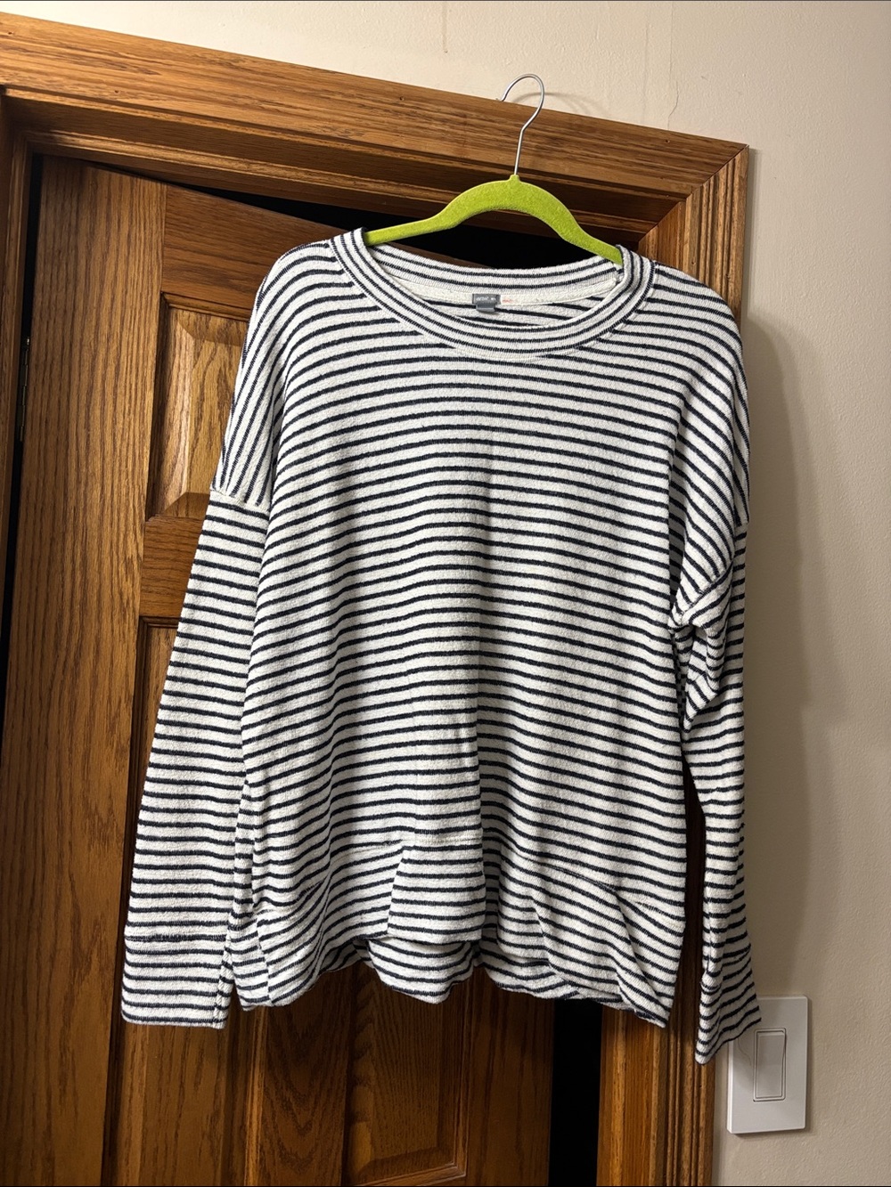 aerie Navy and White Striped Long Sleeve Top